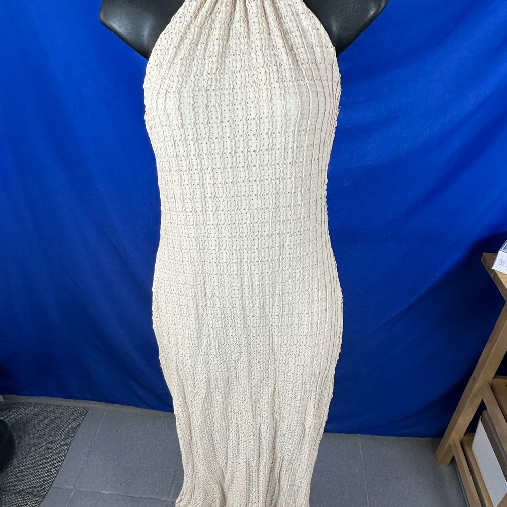 Jessica Simpson Elegant Cream Halter Dress